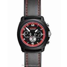 Lum-Tec Mens Chronograph Stainless Steel Black Dial Red M36
