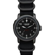 Lum-Tec Mens Combat B6 Automatic Stainless Watch - Black Nylon Strap - Black Dial - LTB6