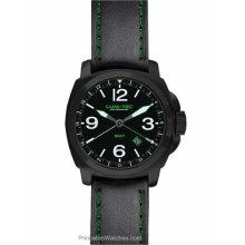 Lum-Tec Mens M-Series Watch Matte Black w/ Green GMT 300M M58