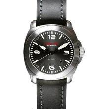 Lum-Tec Mens M38 Automatic Analog Stainless Watch - Black Leather Strap - Black Dial - LTM38