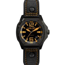 Lum-Tec Mens V-Series Automatic Analog Stainless Watch - Black Leather Strap - Black Dial - LTV2