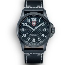 Luminox Mens Atacama Field Analog Stainless Watch - Black Leather Strap - Carbon Fiber Dial - L1921