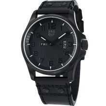 Luminox Men's 'Field' Black Dial Black Leather Strap Quartz Watch
