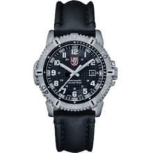Luminox Mens Mariner 6250 Series Dive Analog Stainless Watch - Black Leather Strap - Black Dial - L6251