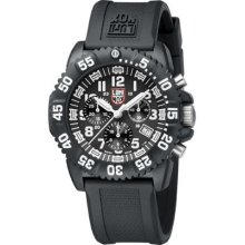 Luminox Men's Navy SEAL White Colormark Chronograph Watch - Black Rubber Strap - Black Dial - 3081