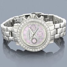 Luxurman Watches: Ladies Diamond Watch 3ct Pink