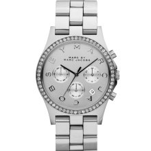 MARC by Marc Jacobs 'Henry' Chronograph & Crystal Topring Watch Silver