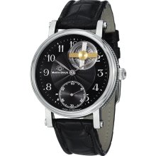 Martin Braun Men's 'La Belle' Black Dial Black Leather Strap Watch