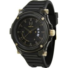 Meister Mens Prodigy Analog Stainless Watch - Black Rubber Strap - Black Dial - PRS112