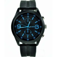 Men Kenneth Cole Unlisted Oversized Watch Silicone Band Black Blue Ul1223