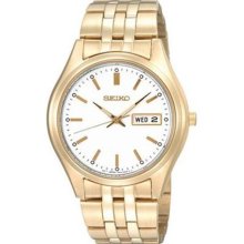 Men Seiko SGGA20 Dress Stainless Steel Gold Tone Dress White Dia ...