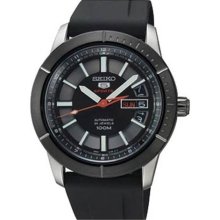 Men Seiko SRP341K2 Seiko 5 Stainless Steel Case Rubber Bracelet ...