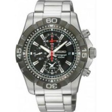 Menandamp;apos;s Stainless Steel Alarm Chronograph Black Dial - Watch