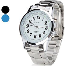 Men's Alloy Analog Quartz Wrist Watch (Silver, Z-613)