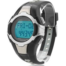 Men's and Women's Multifunction Digital Silicone Automatic Wrist Watch(Black)