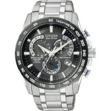 Men's Atomic Titanium Black Dial Eco-Drive Chronograph Perpetual