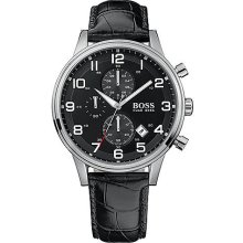 Men's Black Band Chronograph Watch