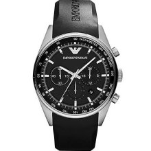 Men's Black Chronograph Watch with Rubber Strap
