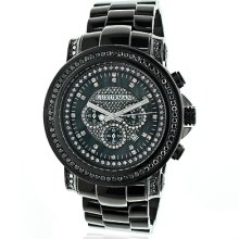 Mens Black Diamond Watch by Luxurman 3ct Black Stainless Steel