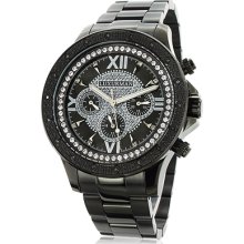 Mens Black Diamond Watch Luxurman 0.20ct Black Steel Band