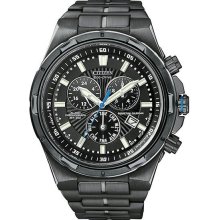 Men's Black Eco-Drive Perpetual Calendar Alarm Chronograph