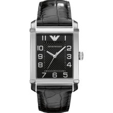 Men's Black Emporio Armani Classic Rectangular Watch AR0362 ...