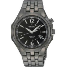Men's Black Ion-Plated Stainless Steel Kinetic Date Black Dial