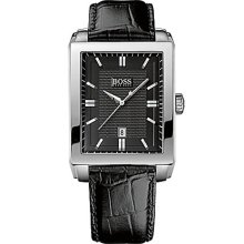 Men's Black Rectangular Dial Watch