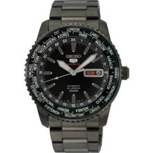 Men's black seiko automatic world time watch srp129