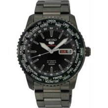 Men's Black Stainless Steel Automatic World Time