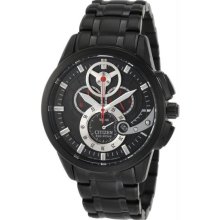 Men's Black Stainless Steel Black Dial Eco-Drive Chronograph