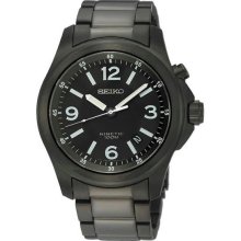 Men's Black Stainless Steel Case and Bracelet Kinetic Black Dial