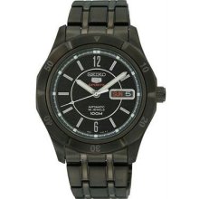 Men's Black Stainless Steel Case and Bracelet Automatic Black Dial Day