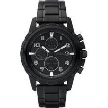 Men's Black Stainless Steel Case and Bracelet Black Dial