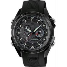 Men's Black Stainless Steel Solar Edifice Black Label Chronograph