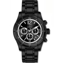 Men's Black Stainless Steel Case and Bracelet Chronograph Black Dial