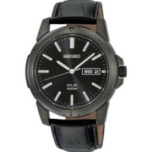 Men's Black Stainless Steel Solar Quartz