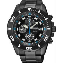 Men's Black Tone Stainless Steel Case and Bracelet Chronograph Black