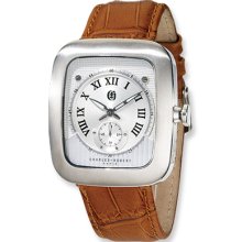 Men's, Brown Leather Band Watch by Charles Hubert