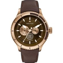 Men's Brown Nautica BFD 104 Multifunction Watch N21544G ...