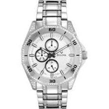 Men's Bulova Crystal Collection Chronograph Watch with Silver Dial (Model: 96C110) bulova