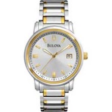 Men's Bulova Highbridge Two-Tone Stainless Steel Watch with Silver
