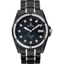 Men's Bulova Marine Star Black IP Watch with Diamond Accents (Model: