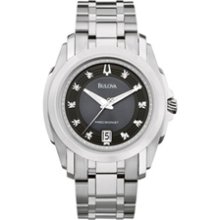 Men's Bulova Precisionist Longwood Diamond Accent Watch with Black Dial (Model: 96D110) bulova