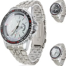 Men's Business Silicone Analog Wrist Quartz Watch 8080 (Silver)