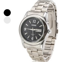 Men's Calendar Style Alloy Analog Quartz Wrist Watch (Silver)