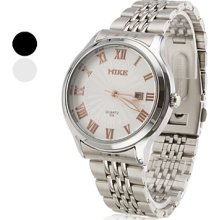 Men's Calendar Style Alloy Quartz Analog Wrist Watch (Silver)