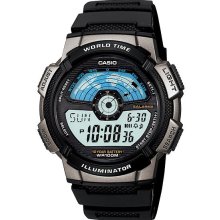 Men's casio sport world map &time watch ae1100w-1a