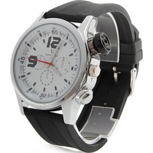 Men's Casual Silicone Style Analog Quartz Wrist Watch (Black)
