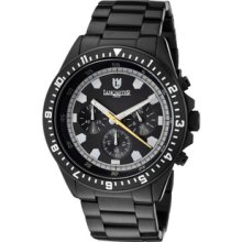 Men's Chronograph Black Dial Black Ion Plated Stainless